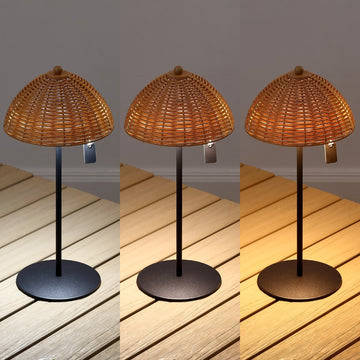 Tilly 12.75" Modern Coastal Indoor/Outdoor Wicker Shade Rechargeable/Cordless Dimmable Integrated LED Table Lamp
